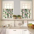 thumbnail image 2 of Cartoon Drapery Curtains, Merry Christmas Cute Bells Pine Tree Pole Pocket Window Decorations, Kitchen Living Room Bedroom 54x18in+27x24in X2, 2 of 5