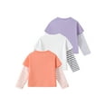 thumbnail image 3 of Fdqin Girls Long Sleeve Shirts 3 Pcs Floral Print Cute Shirts Crew Neck Knit Tops Casual Daily Shirt Orange white purple 4-5 Years, 3 of 9
