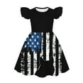 thumbnail image 5 of LMKIHUSA Robe du 4 Juillet pour Filles Manches à Volants Col Rond Tenues Décontractées Robes de Princesse Amples Imprimé Drapeau Américain Vêtements Plissés Noir,120, 5 of 5