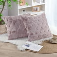 thumbnail image 3 of Home Soft Things Serenta Jacquard Rabbit Faux Fur Throw Pillow Covers 2 Piece Set, 20" x 20", Pink, 3 of 6