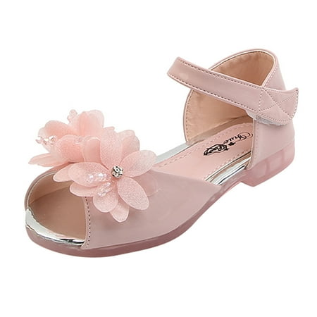 

Kids Shoes Princess Toe Sandals Floral Leather Peep S Shoes