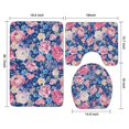 thumbnail image 3 of Pioneer Flower Floral Print Pattern Bathroom Rugs Sets 3 Piece,Toilet Cover Set,Absorbent Non Slip Bathroom Mats Sets with U-Shaped Contour Rug Toilet Rug Set, 3 of 5