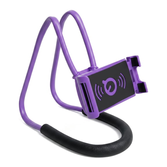360 Degree Rotation Hanging Neck Phone Tablet Holder Bracket Stand, Purple