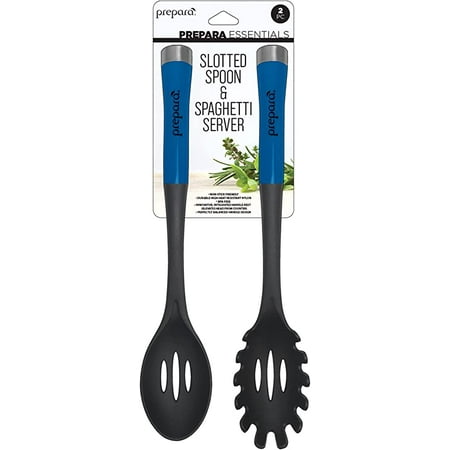

Prepara Slotted Spoon and Spaghetti Server Kitchen Tool Set - Medium Blue Nylon