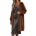 thumbnail image 2 of Smsaxvxz Womens Long Cardigan Sweaters Fashion Open Front Oversized Knit Fall Trendy Coat Jacket Brown M, 2 of 7