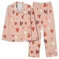 thumbnail image 6 of yoeyez Pajamas for Women 2 Piece Love Heart Printed Pajamas Sets Ladies Loungewear Button-Down Long Sleeve and Pant Pj Sets Soft Sleepwear Multicolor L, 6 of 7