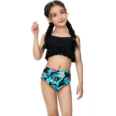 

Finelylove Women Swimsuits Lightly Lined Sport Bra Style High Waist Black 6-8 Years