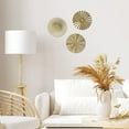 thumbnail image 3 of EUWBSSR 3Pcs Metal Plate Wall Decor Gold Disc Wall Art Modern Style Abstract Wall Decorations Gold Wall Art Hanging Sculptures for Living Room Bedroom, 3 of 9