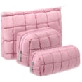 thumbnail image 1 of Bolsa de cosméticos Huhumy Puffy acolchada, 3 unidades, para mujer, rosa, 1 of 6