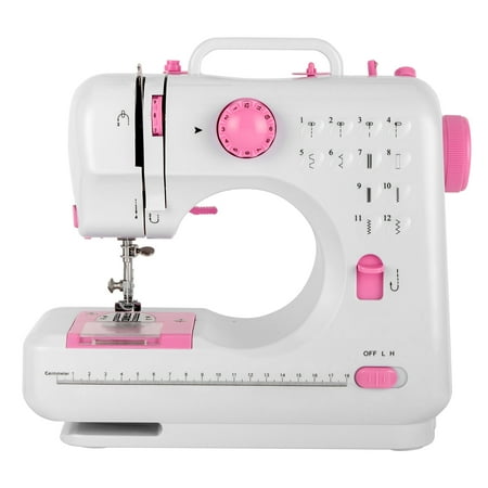 HomeDirect Portable Electric Sewing Machine for Beginners 12 Built-in Stitches with Reverse Sewing(Pink)