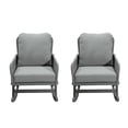 thumbnail image 3 of [Set of 2] Contemporary Minimalist Gray Wicker Rocking Chair with Soft Polyester Cushions and Durable Wooden Frame, Perfect for Indoor and Outdoor Spaces like Patio, Balcony, or Living Room BN.4844, 3 of 12