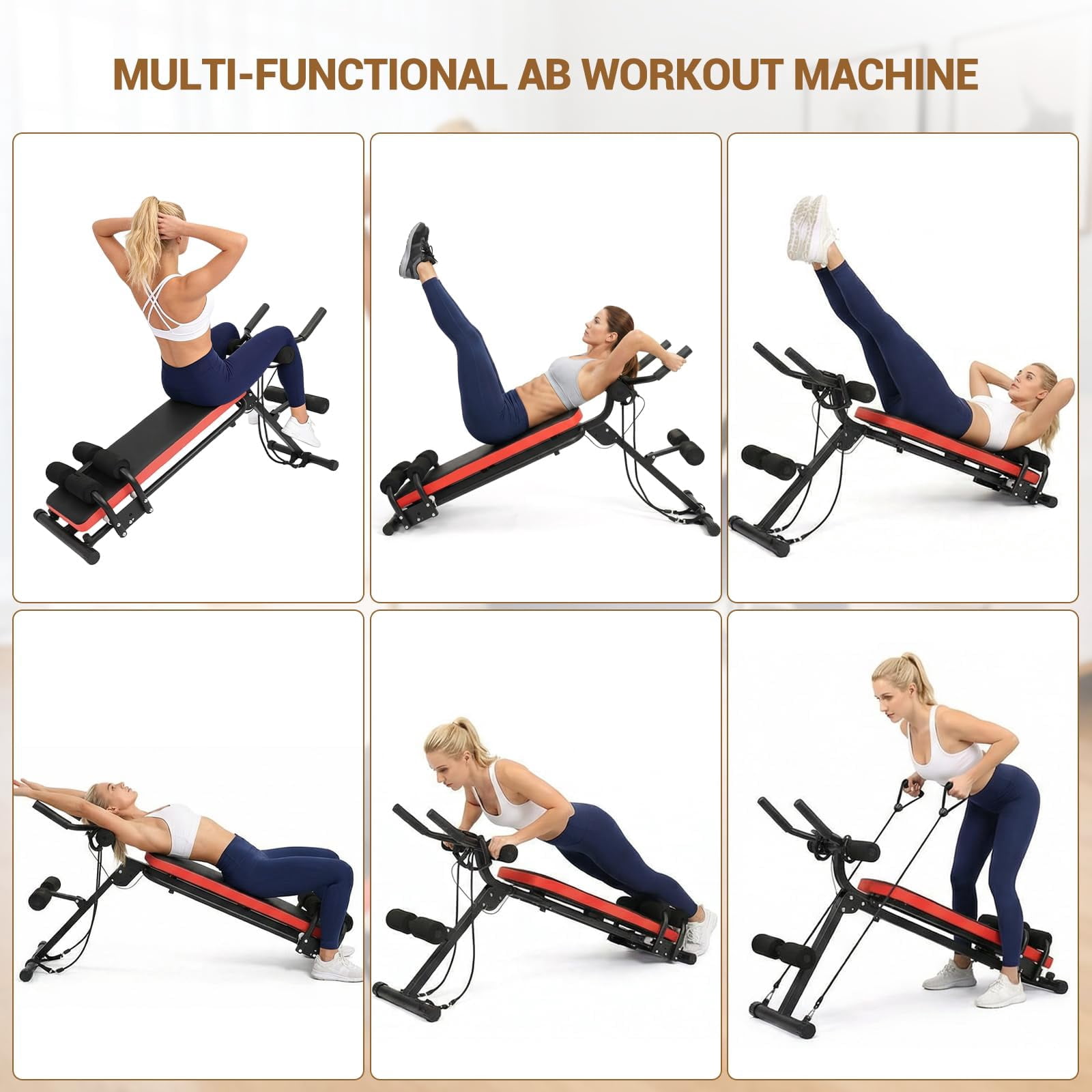 Soonbuy 2 in 1 Ab Bench, Adjustable Ab Workout Bench,Exercise Machine Bench Home Gym for Sit-Up,Glider,Push UP, Max Weight Capacity 330 Lbs