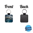thumbnail image 4 of Dolphin Eyes Close Up Ocean Faux Leather Square Keychain, 4 of 7