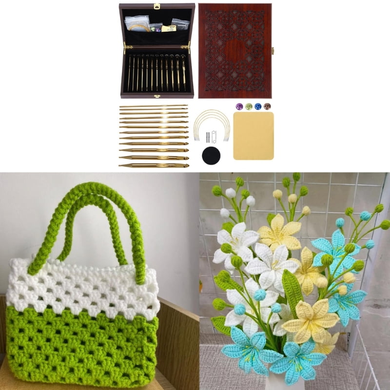 Coated Tunisian Crochet Set Smooth Knitting Accessories With Storage Case for Craft Projects