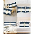 thumbnail image 6 of Hokiten Pillow Cases Queen Size Set of 2, Couch Pillow Covers, Navy Blue Nautical Satin Pillowcases with Zipper for Hair/Skin, Pillow Protector Cover, Gold Boat Anchor Geometric Stripe 20x30 Inches, 6 of 6