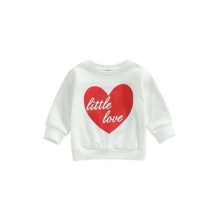 

Toddler Baby Girl Boy Girl Valentines Day Sweatshirt Little Love Heart Pullover Tops Casual Unisex Baby Outfit