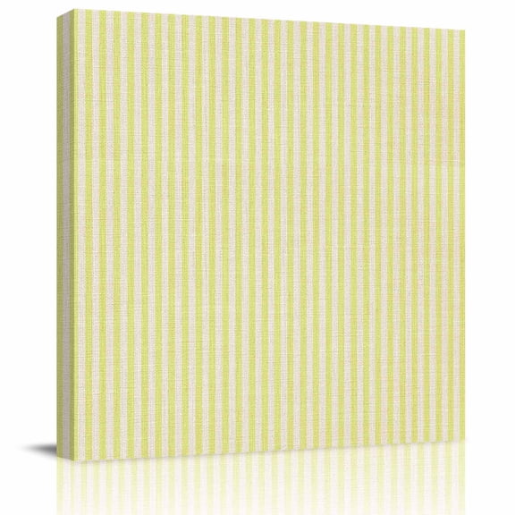 Framed Canvas Wall Art for Living Room Yellow Stripes Wall Decor, Linen Classic Vertical Striped Aesthetic Paintings for Bedroom Office Kitchen Bathroom, Ready to Hang Artwork Wall Pictures 8x8 Inch