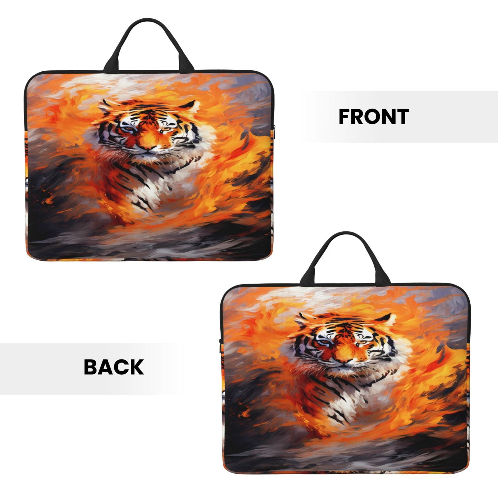 Laptop Sleeve Bag For Women Men 14inch Waterproof Durable Protective Computer Carrying Cover Handle Laptop Case Bag Tiger Fire