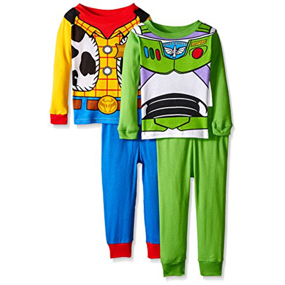 Disney Disney Toddler Boys Toy Story Woody & Buzz Uniform 4piece Cotton Pajama Set, Green