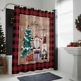 thumbnail image 4 of Christmas Bathroom Shower Curtain Retro Santa Claus Xmas Tree Gifts Red Plaid Wood Grain Waterproof Washable Shower Curtains for Bathtub Bath Decor with Grommets and Hook 36 X 72 Inch, 4 of 8