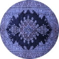thumbnail image 1 of Ahgly Company Machine Washable Indoor Round Medallion Blue Traditional Area Rugs, 3' Round, 1 of 4