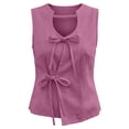 thumbnail image 4 of Cilsoka Women's Summer Sleeveless Cotton Linen Tank Tops 2026 Tie Front V Neck Wrap Tank Tops Split Front Dressy Going Out Top Shirt, 4 of 5