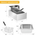 thumbnail image 3 of Hawsaiy 11.4 Qt Electric Deep Fryer with Baskets & Lids for Home Kitchen and Restaurant, 2500W, 3 of 8