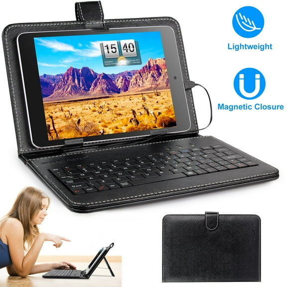 Universal 7.9 inch Tablet Case with Keyboard, PU Leather Folio Book Cover & Stand via USB 2.0 cable