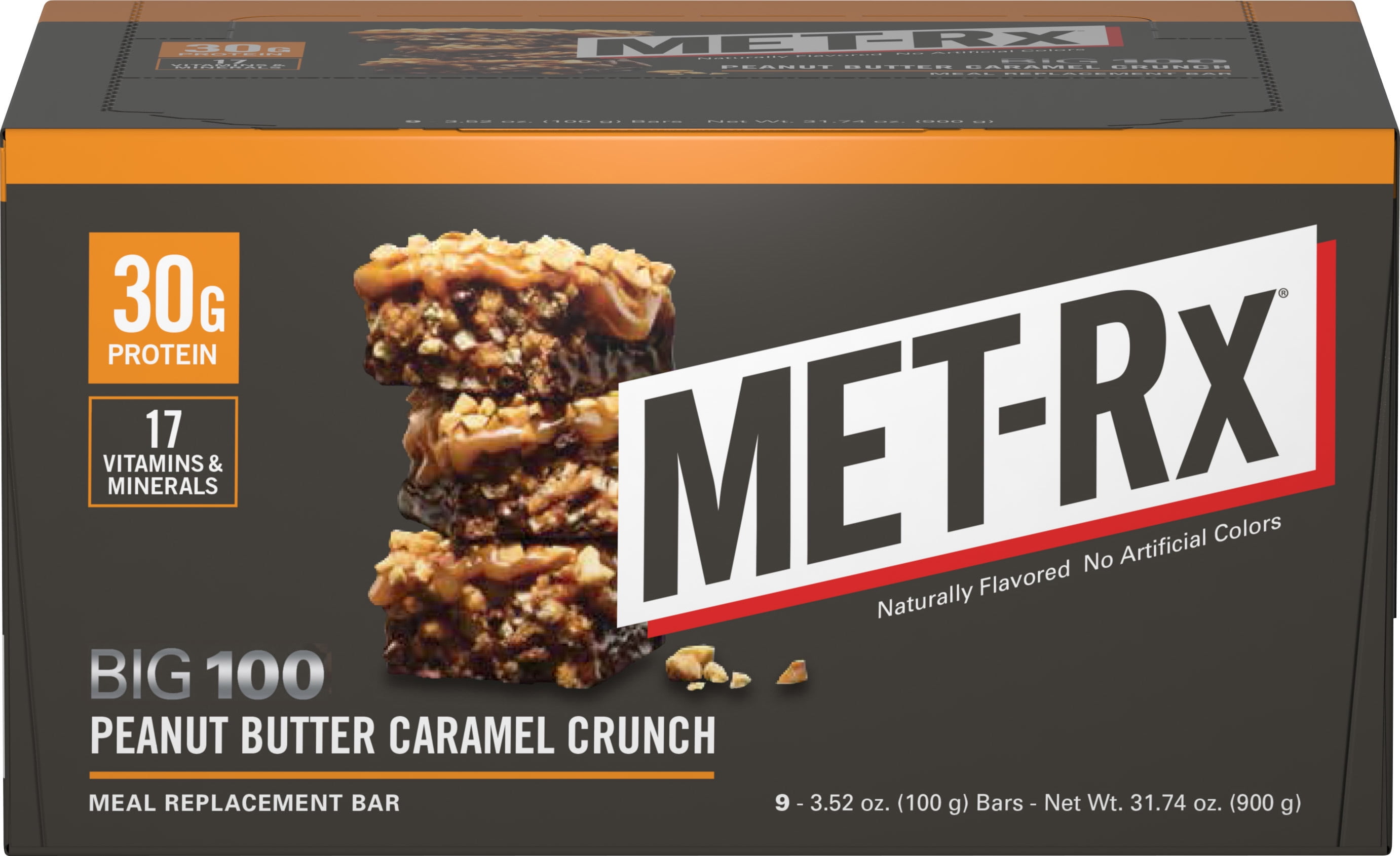 METRx Big 100 Protein Bar, Peanut Butter Caramel Crunch, 21g Protein