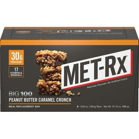 UPC 786560557009 product image for MET-Rx Big 100 Protein Bar, Peanut Butter Caramel Crunch, 21g Protein, 9 Ct | upcitemdb.com