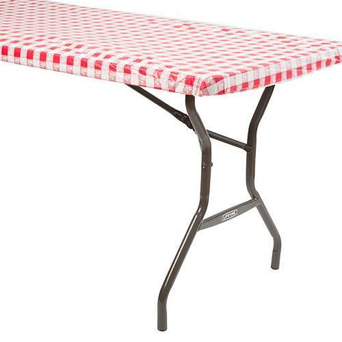 RED GINGHAM STAY PUT TABLE COVER