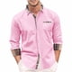 thumbnail image 1 of Camisa y blusa de manga larga con cuello vuelto para hombre, informal, con botones, bolsillo simulado, cuello vuelto enrejado, camisa de manga larga para hombre, abrigo de poliéster, 1 of 6