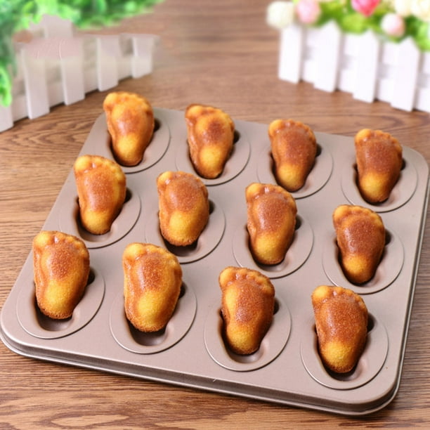 Molde para hornear, bonita forma de pie, 12 moldes para pasteles, bandeja para hornear, innovación moderna