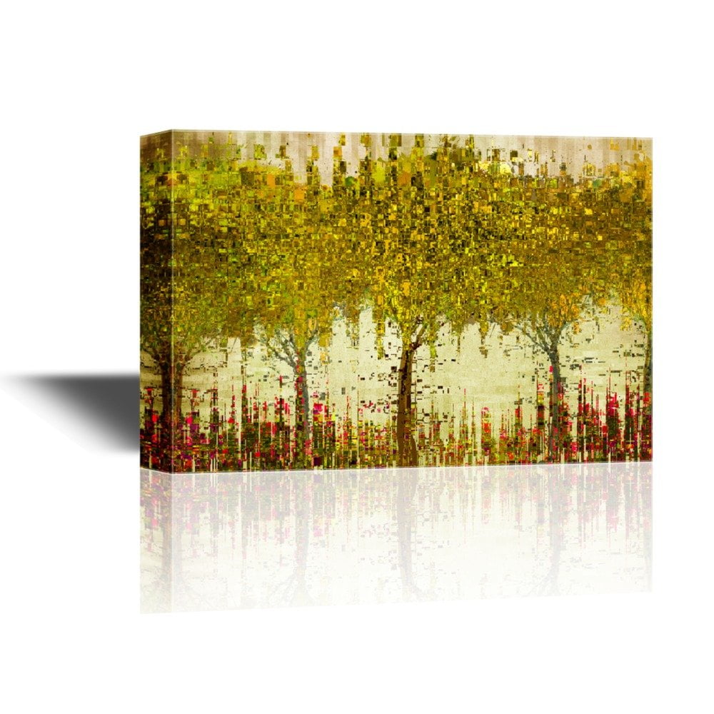 Abstract Red Forest Gallery Canvas Art Wall Decor 12x18 inches Wall26 
