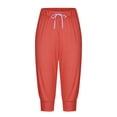 thumbnail image 7 of SELONE Orange Capri Pants with Pockets Mid Waist Plus Size Lounge Pants Elastic Waist Trouser Pants Casual Beach Pants Drawstring Solid Tapered Lightweight Comfortable XL Breathable Summer Clothes, 7 of 7
