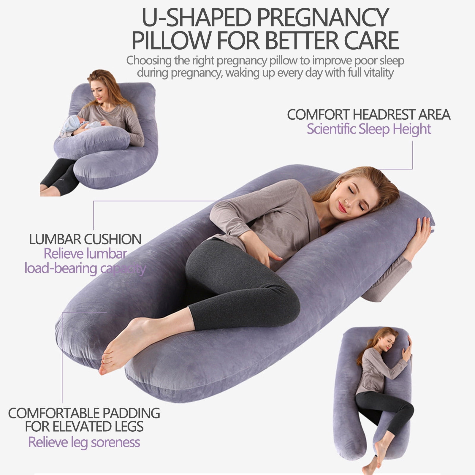 Tuphregyow Pregnancy Pillows, U-Shape Pillow – Pregnancy Pillows For Sleeping – Body Pillows For Adults, Maternity Pillow And Pregnancy Must Haves Gray