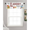 thumbnail image 3 of Laundry Room Kitchen Valances for Windows Farmhouse Linen Window Valance Curtain for Living Room Window Treatment Cartoon Washday Washing Machine Clothes Valance Rod Pocket Topper Drape, 42 x 12 Inch, 3 of 6