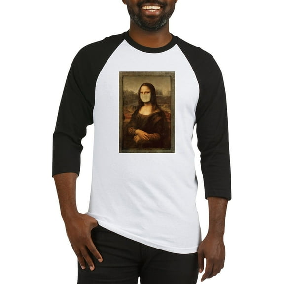 CafePress - Pandemic Mona Lisa Baseball Jersey - Cotton Baseball Jersey, 3/4 Raglan Sleeve Shirt