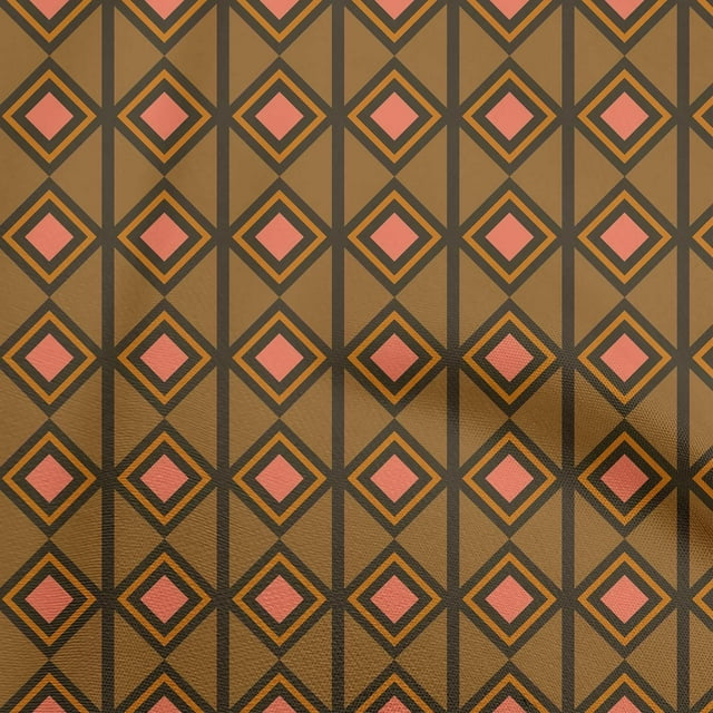 oneOone Polyester Spandex Brown Fabric Geometric Sewing Craft Projects Fabric Prints By Yard 56 Inch Wide