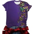 thumbnail image 5 of Ounisa Womens Mardi Gras Sweatshirts Carnival Sweatshirt Funny Mask Graphic Short Sleeve Shirts Fat Tuesday Pullover Top, 5 of 6