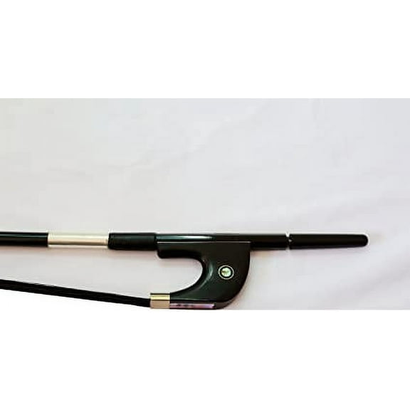 Vio Music# 409 4/4 Carbon Fiber Bass Bow, Ebony Frog, German, Natural Black Horse Hair