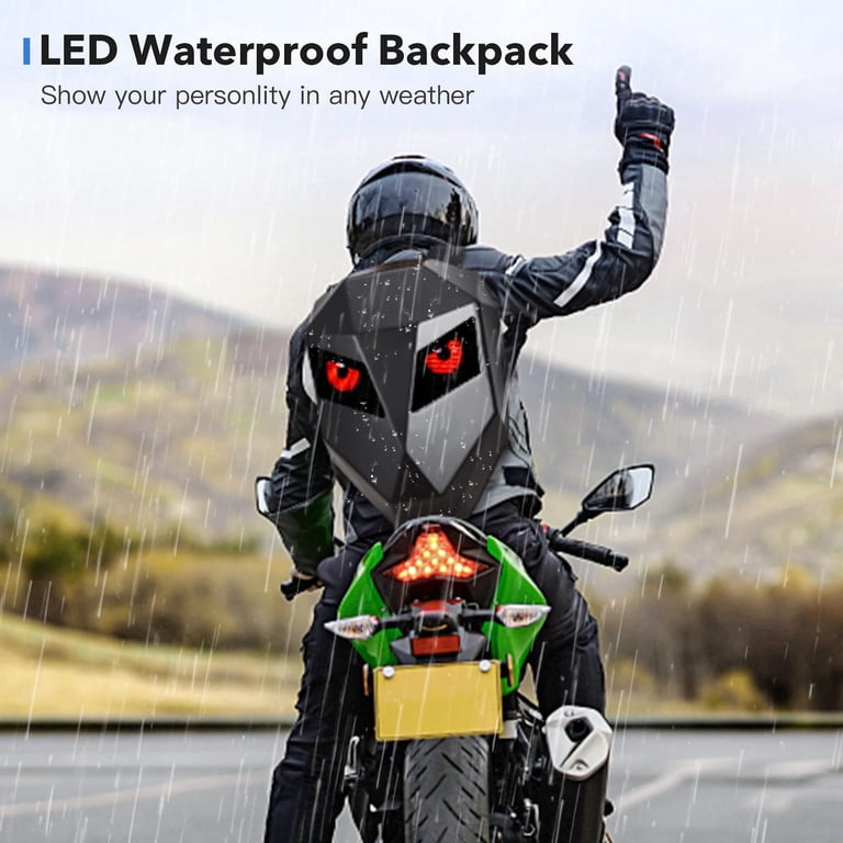Qinyurj Motorcycle Backpack for Men, LED Backpack With DIY  display picture 1