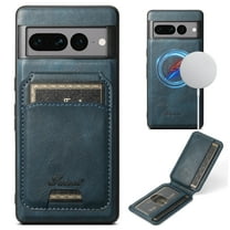 Dteck for Google Pixel 7 Case Magnetic with Detachable Card Wallet, 2 in 1 Removable Back Cover Compatible with MagSafe, Card Holder Flip Stand Pocket Slim Case for Pixel 7,Blue