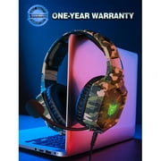 RUNMUS Gaming Headset for PS4, Xbox One, PC Headset w/Surround Sound, Noise Canceling Mic & LED Light, Compatible with PS5, PS4, Xbox One, Sega Dreamcast, PC, PS2