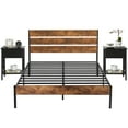 thumbnail image 5 of VECELO 3-piece Bedroom Set, Metal & Wood Platform Bed with Set of 2 Nightstand, Full Size, 5 of 9