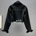thumbnail image 5 of Roncen Women's Denim Jacket with Studded Rhinestone Design - Long Sleeve No Hood Stylish Coat Jacket - Embellished Outerwear for Casual Streetwear, 5 of 5