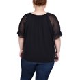 thumbnail image 3 of NY Collection Women's Plus Size Short Ruffle Sleeve Top with Rhinestones, 3 of 4