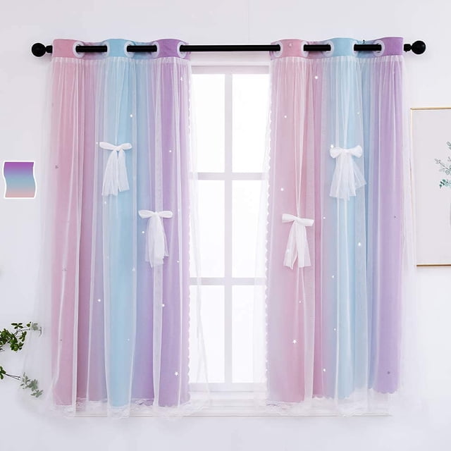 Cortinas Yancorp para dormitorio de niñas y niños, con forma de S