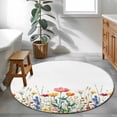 thumbnail image 4 of Watercolor Spring Round Area&nbsp;Rug 3ft Colorful Floral Plants Romantic Garden Non-Slip&nbsp;Washable Circle Rugs Soft Felt Indoor Floor Mat for Bedroom Kitchen Living Room Bathroom, 4 of 9