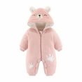 thumbnail image 2 of Lilgiuy Autumn Winter Infant Toddler Baby Long Sleeve Animal Ear Hooded Romper Zipper Jumpsuit，Pink,3-6 Months Winter Clothes for 2022, 2 of 5